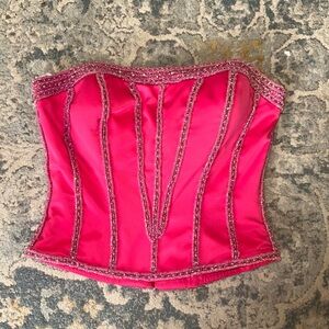 Bright Pink Beaded Corset Top